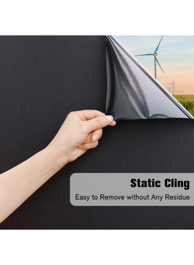 Peachjoy Full Blackout Frosted Window Film, 30 x 200cm Anti-UV Black Glass Sticker, Privacy Reusable Blackout Film, Static Adhesion Room Blackouts, Bedroom and Bathroom Daytime Sleep Glue-free Curtain - Image 3